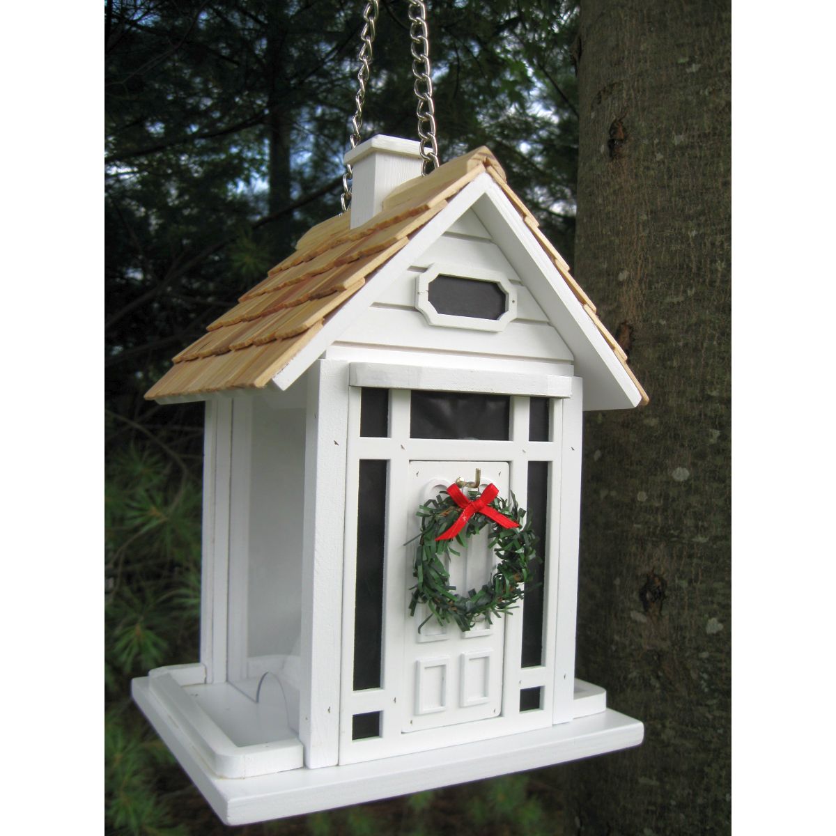 Christmas Cottage Bird Feeder White