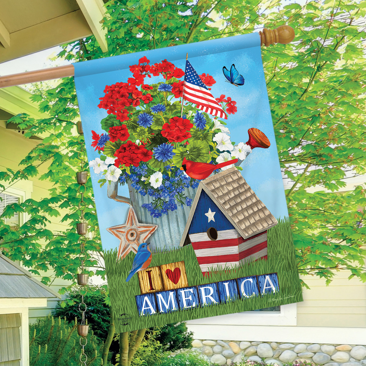 Briarwood I Love America House Flag