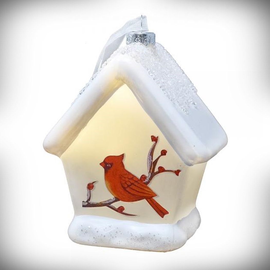 Cardinals on Birdhouse Ornament 