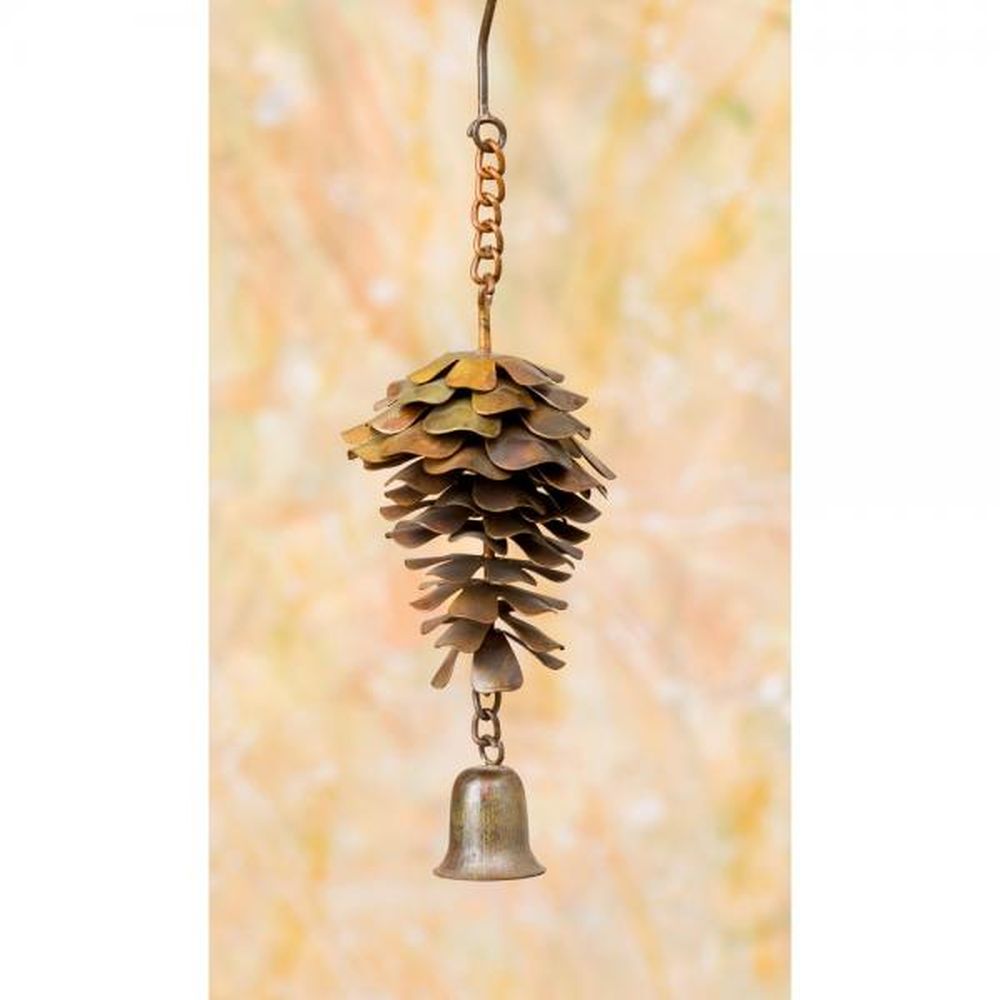 Flamed Copper Pine Cone with Bell Ornament 2/Pack