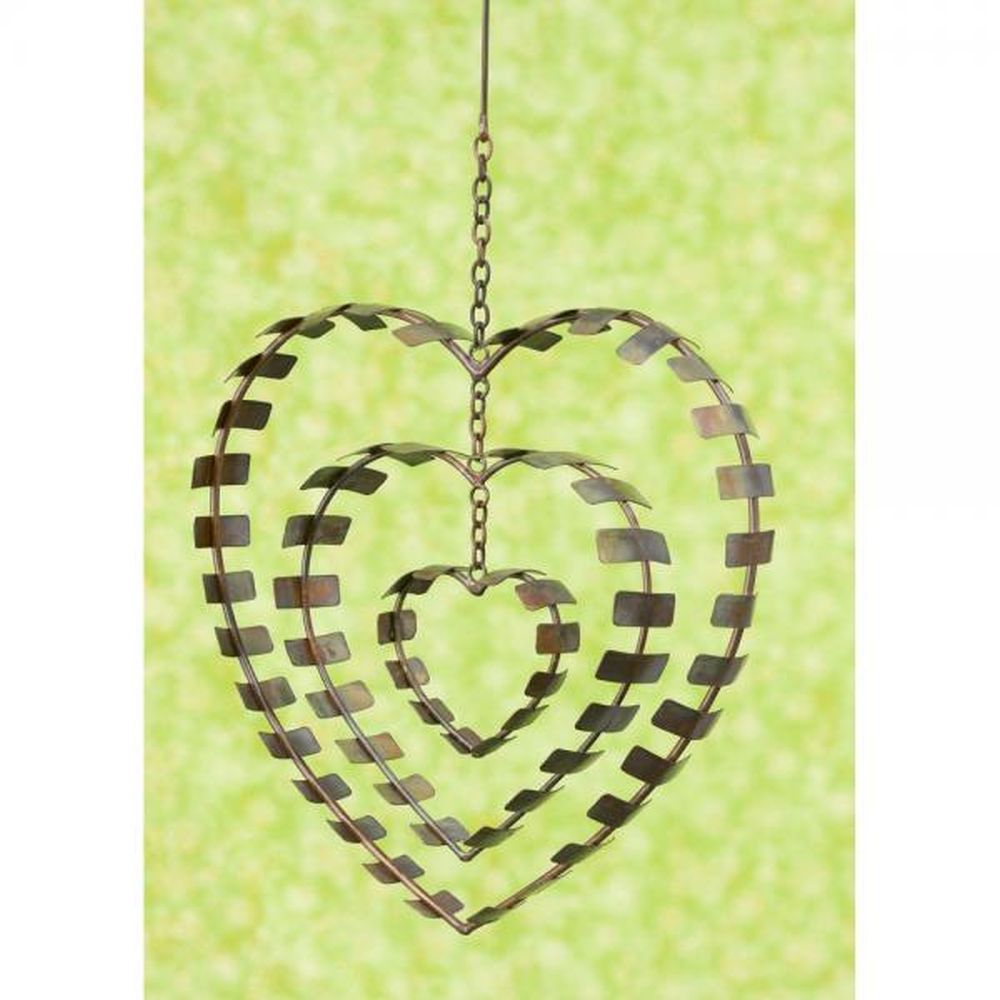 Flamed Copper Hanging Concentric Heart Ornament