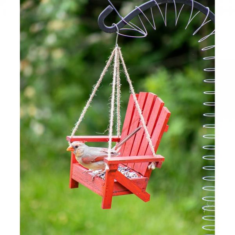 Adirondack Chair Bird Feeder Red