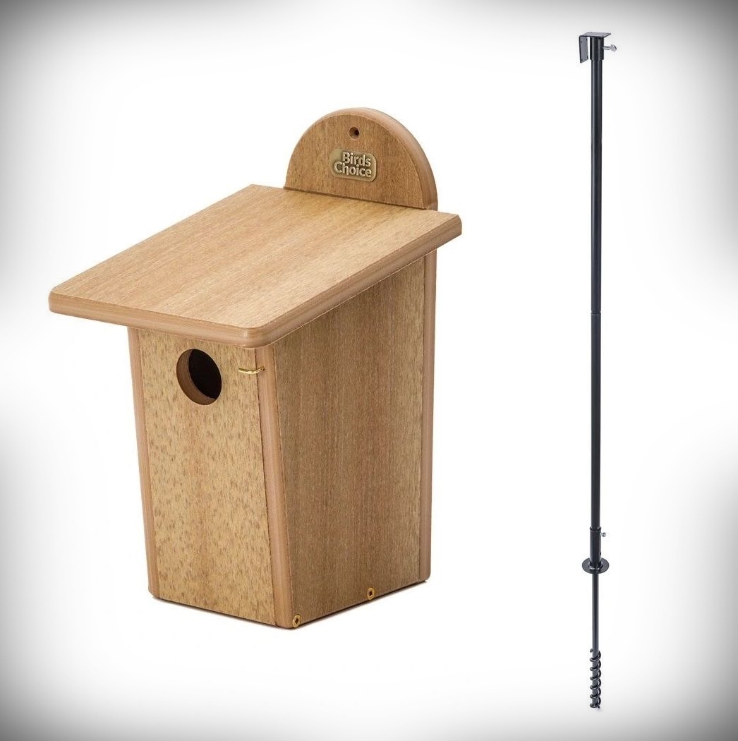 Spruce Creek Bluebird House Natural Teak w/Pole