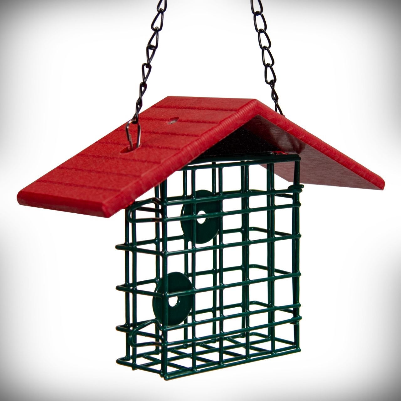 Recycled Poly Roof Single Suet Cage Cardinal Red