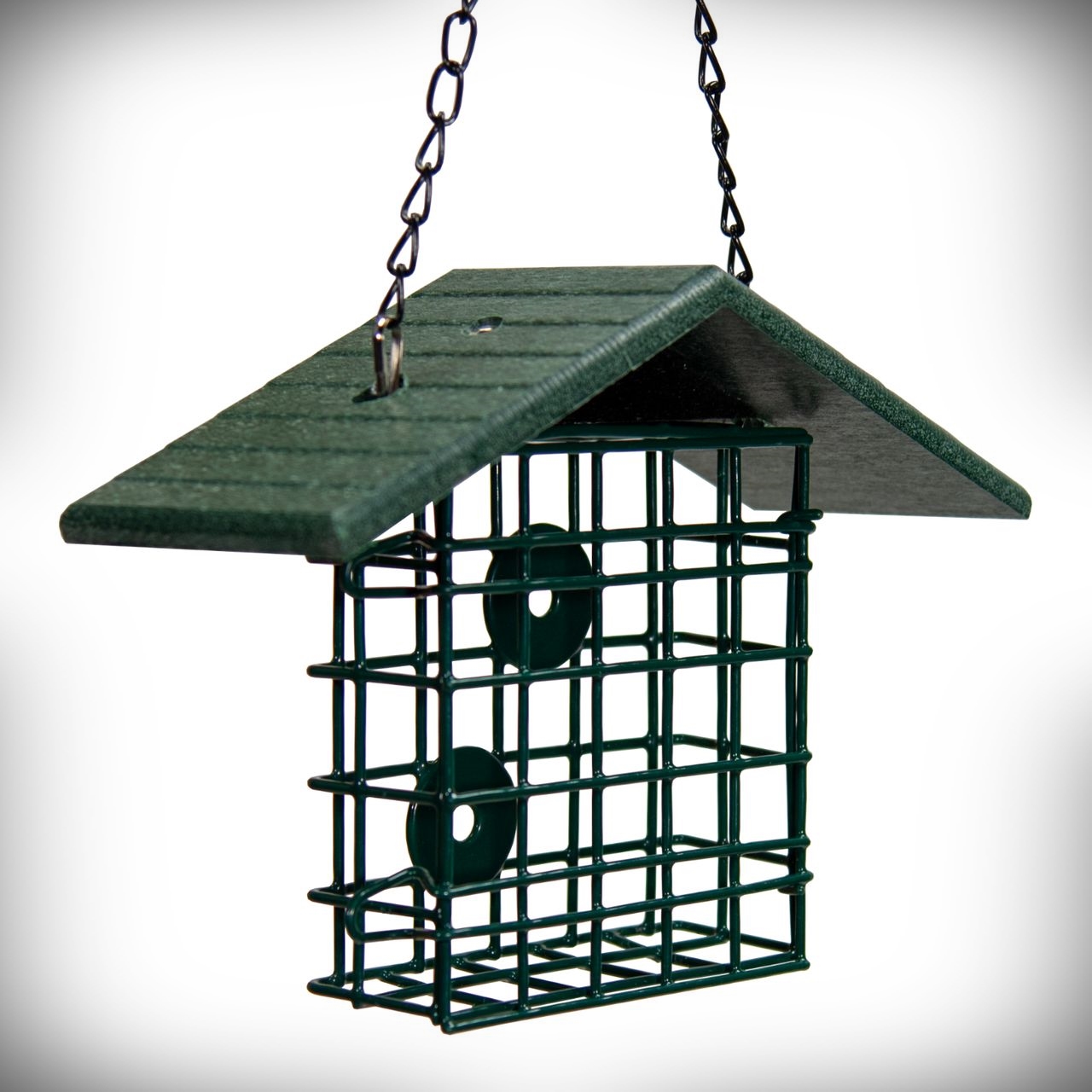 Recycled Poly Roof Single Suet Cage Green