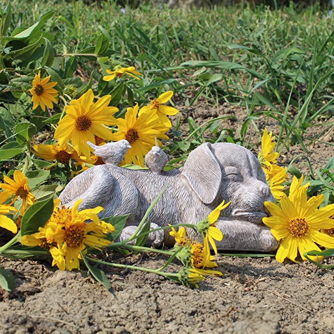 Dog with Birds Pet Memorial Statue