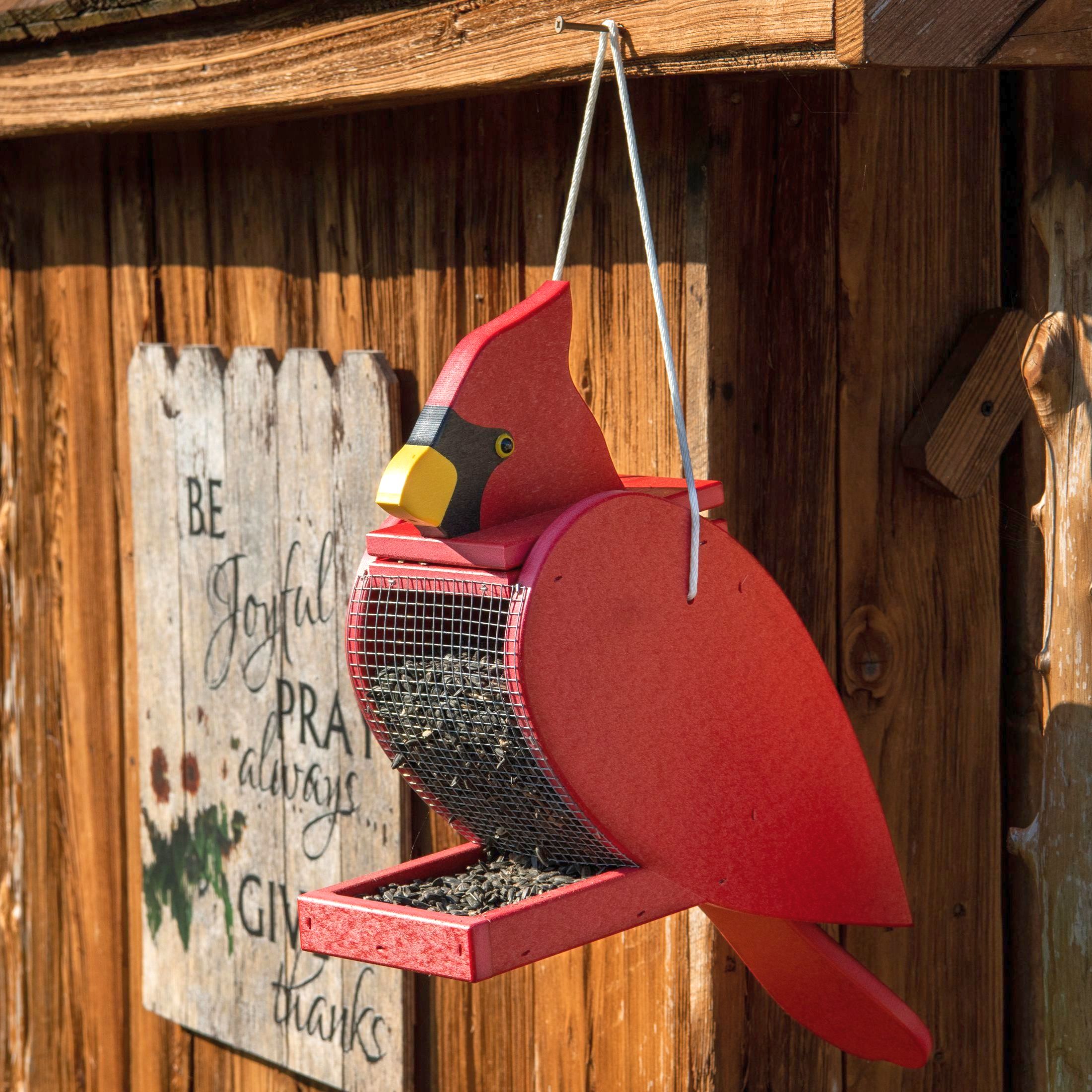 Amish Recycled Poly Shaped Bird Feeder Cardinal