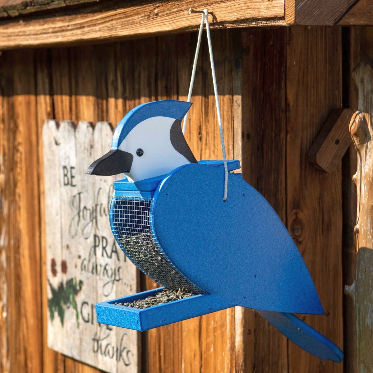 Amish Recycled Poly Shaped Bird Feeder Blue Jay