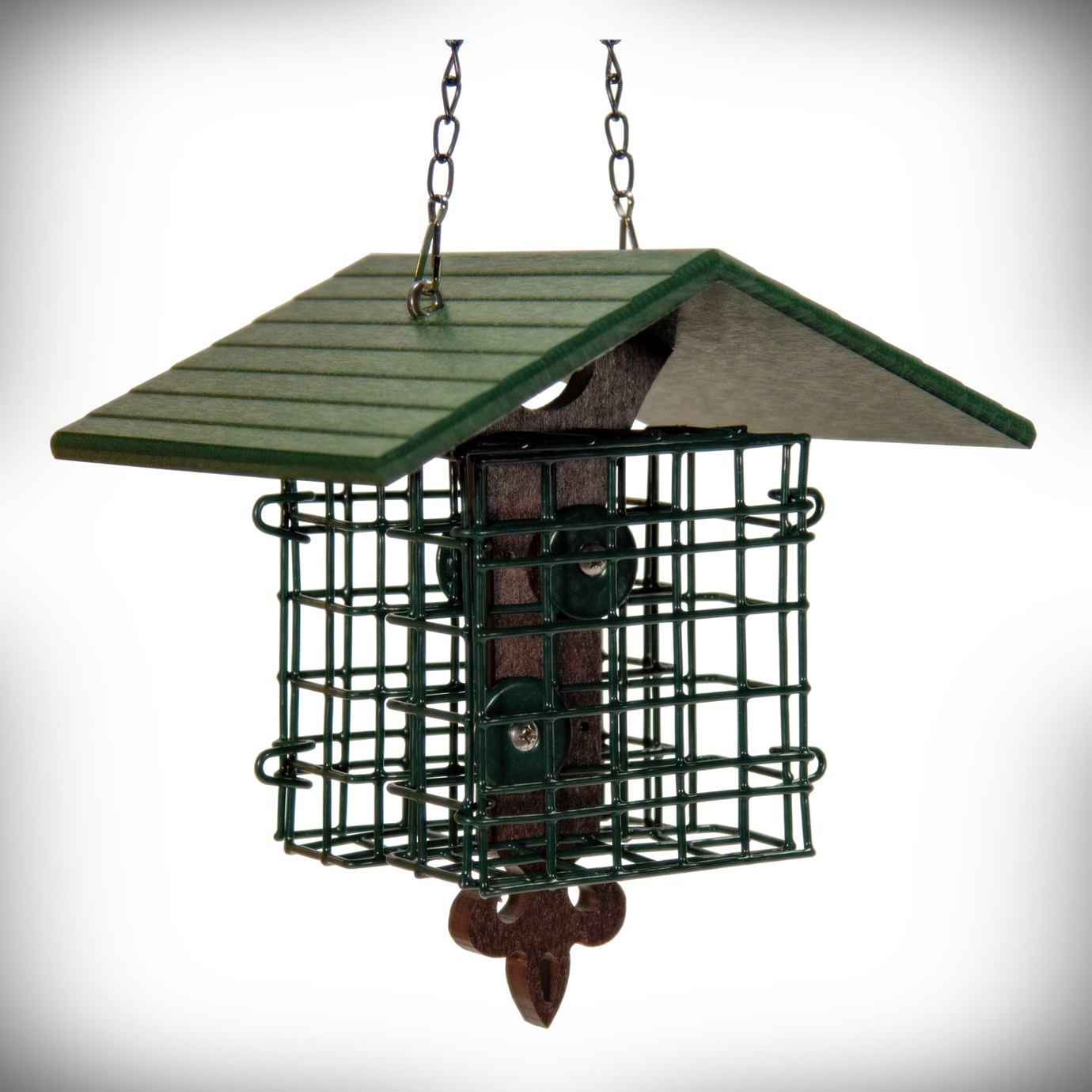 Recycled Poly Double Suet Cage Fleur De Lis Green
