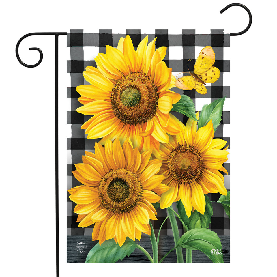 Briarwood Checkered Sunflowers Garden Flag