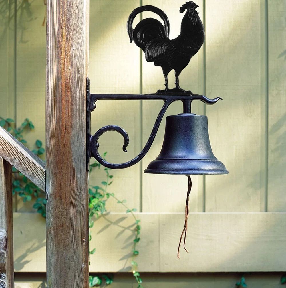 Country Bell Large with Rooster Black