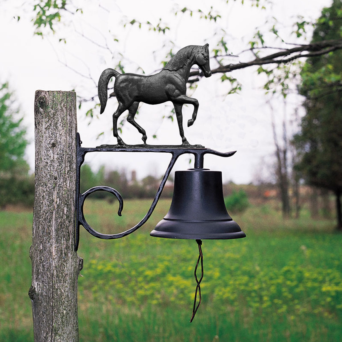 Country Bell Large with Horse Black