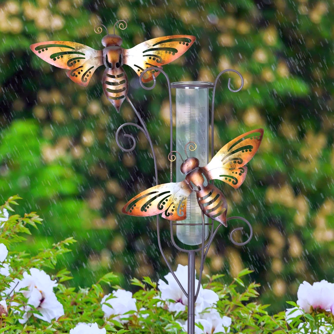 Capri Rain Gauge Garden Stake Bee