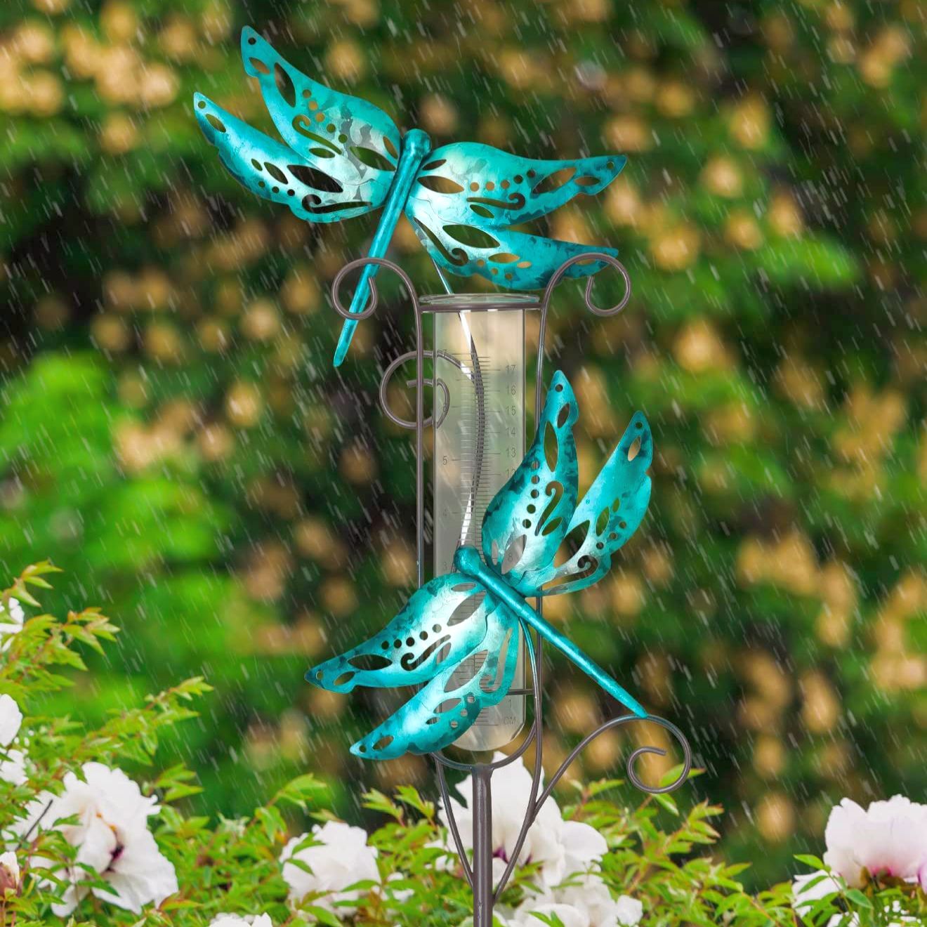 Capri Rain Gauge Garden Stake Dragonfly