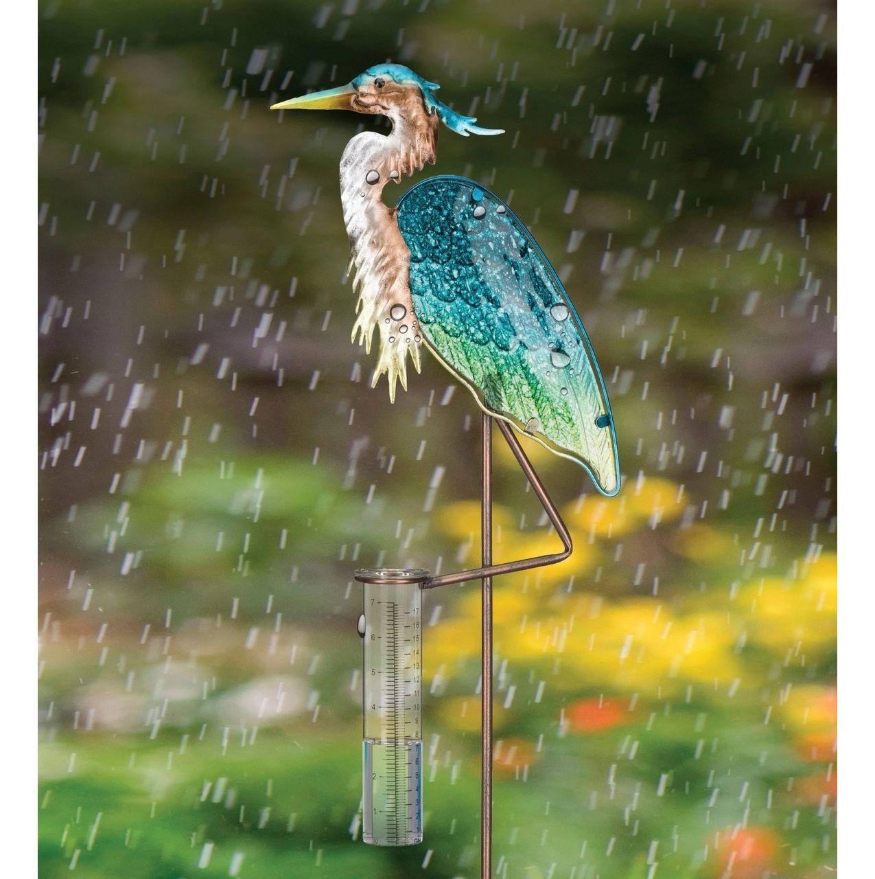 Rain Gauge Garden Stake Heron