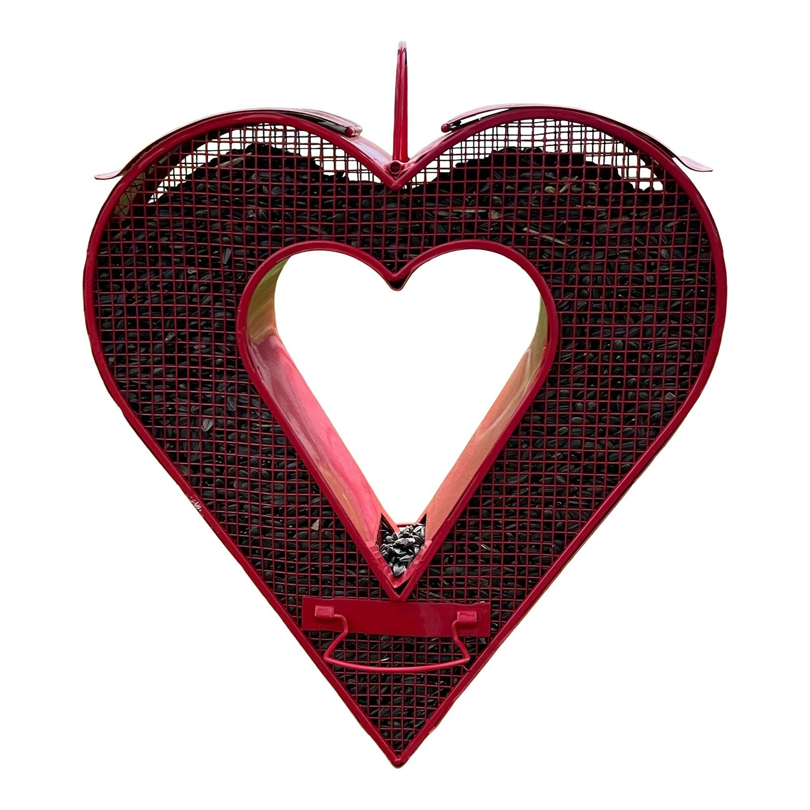 Red Heart Mesh Fly-Through Feeder, Handcrafted Wire Mesh Bird Feeders at  Songbird Garden