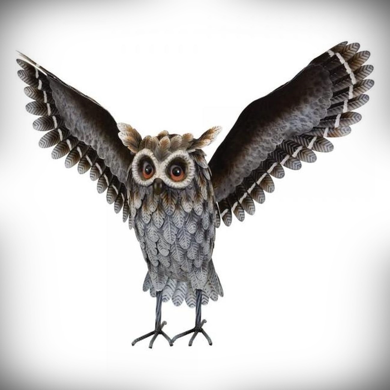 Great Horned Owl Decor Sculpture Wings Up