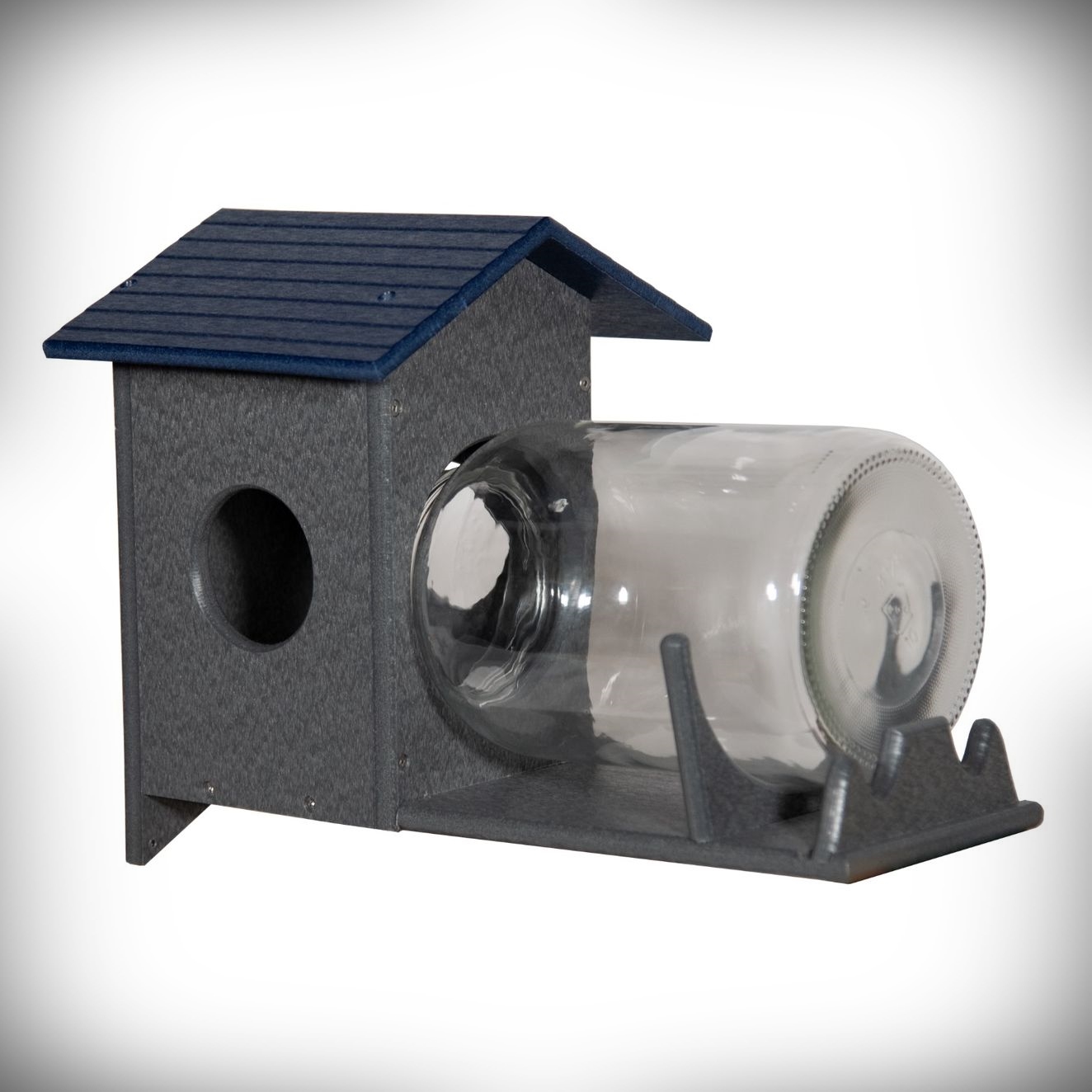 Recycled Poly Squirrel Jar Feeder Blue/Gray