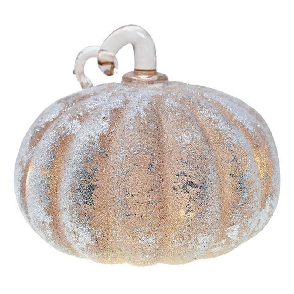 Frosted LED Pumpkin Taupe Small