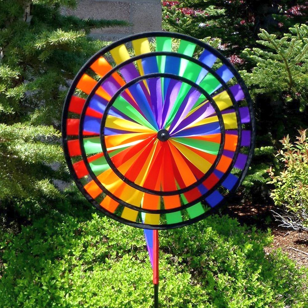 Rainbow Wind Sail Triple Wheel Spinner