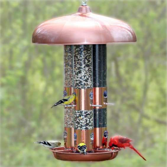 Top Flight Copper Triple Tube Bird Feeder Large Capacity Bird