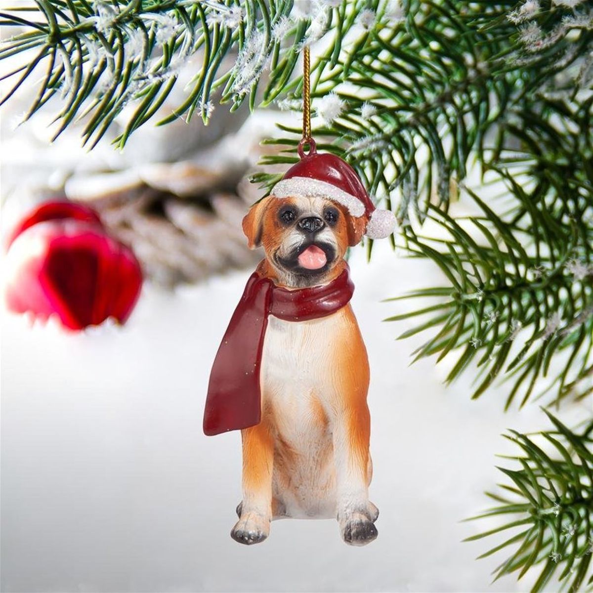 Holiday Dog Ornament Sculpture Boxer