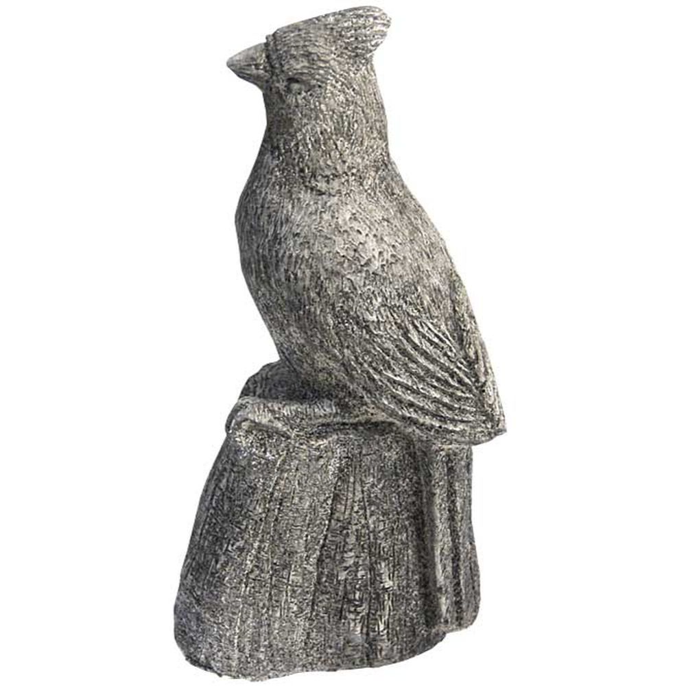 Stonecasted Cardinal on a Stump Statue Pre-Aged
