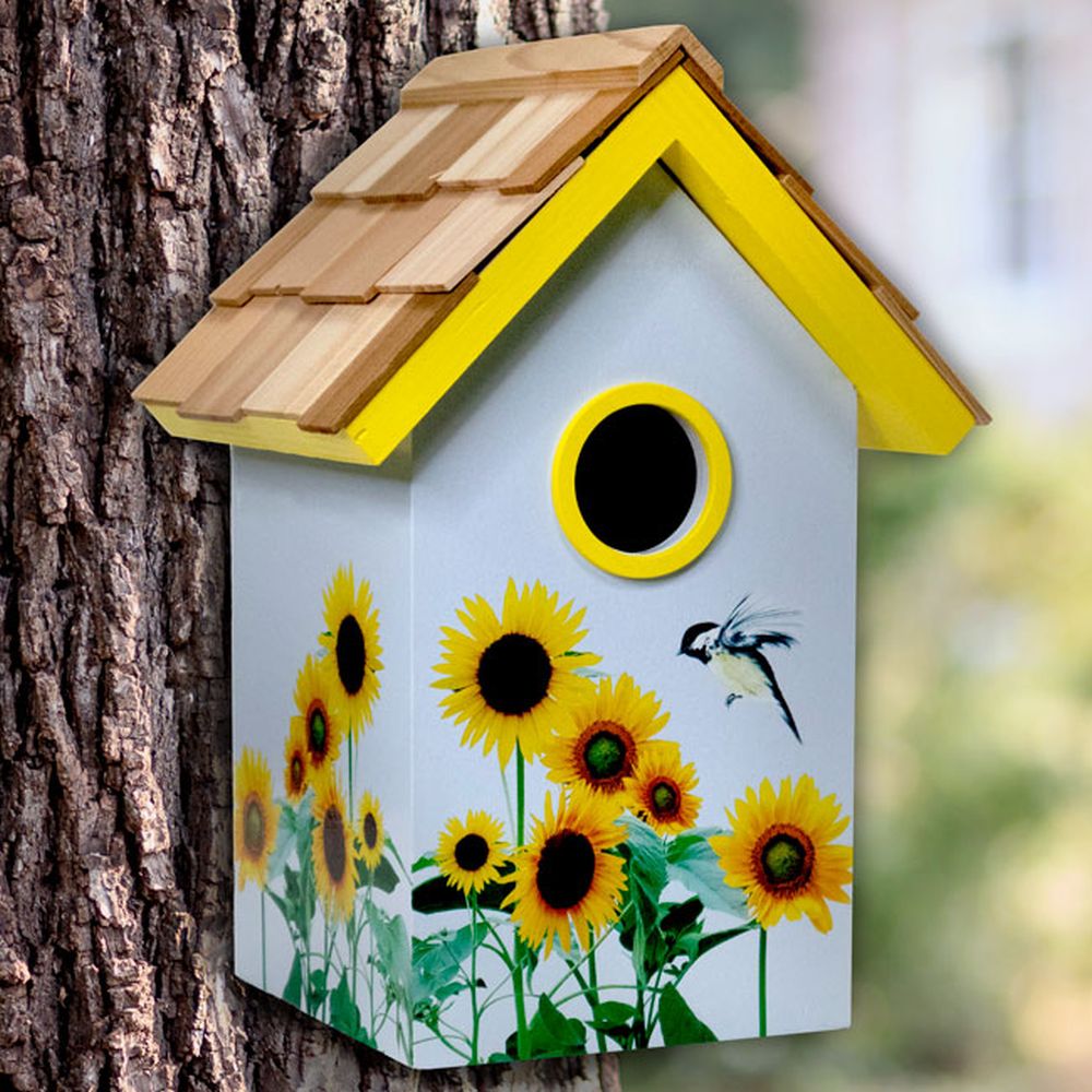 Botanical Floral Print Bird Cottage Sunflower