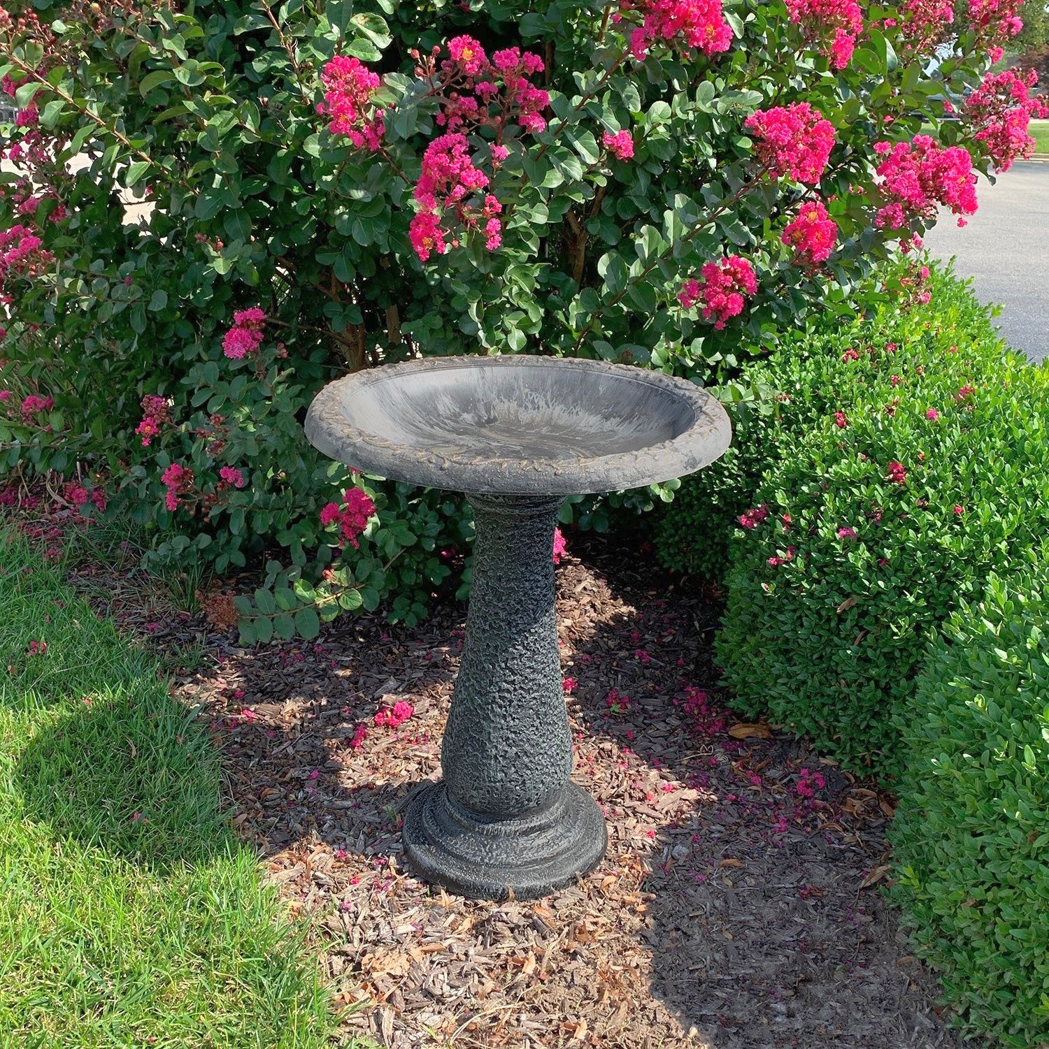 Tierra Garden Charcoal Sand Fiber Clay Birdbath