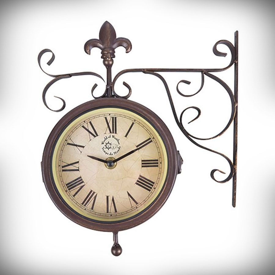 Decorative Dual Faced Clock and Thermometer