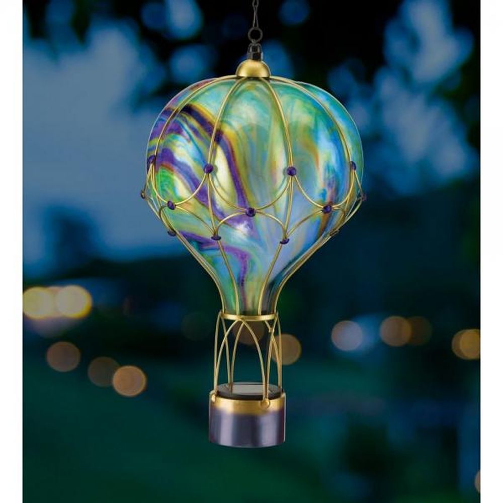 Hot Air Swirl Balloon Solar Lantern Green Large