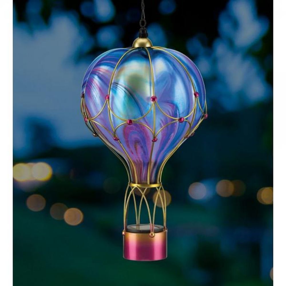Hot Air Swirl Balloon Solar Lantern Purple Large