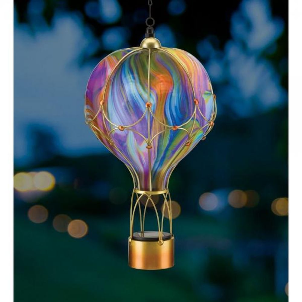 Hot Air Swirl Balloon Solar Lantern Orange Large