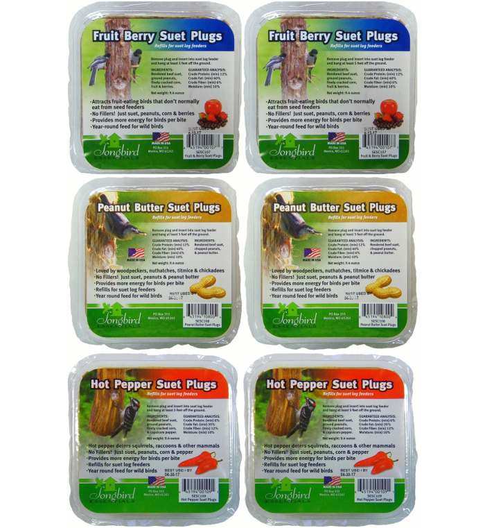 Songbird Cedar Suet Plugs Variety 36 Plugs/Pack
