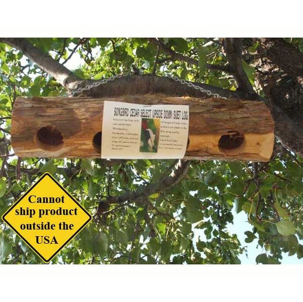 Songbird Cedar Upside Down Suet Log Feeder