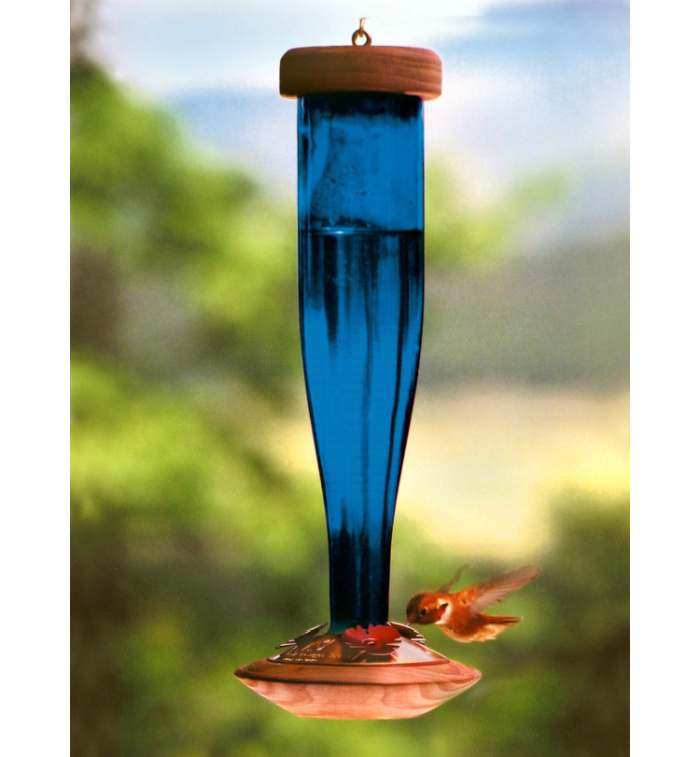 Paradise Non-Etched Hummingbird Lantern Cobalt