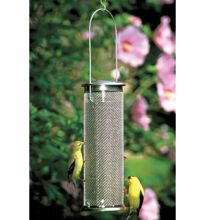 Aspects Brushed Nickel Nyjer Mesh Feeder Small Nyjer Thistle Seed