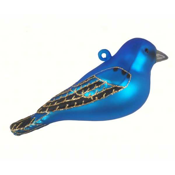 Blown Glass Bird Ornament Indigo Bunting