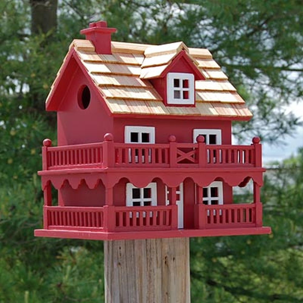 Classic Novelty Cottage Bird House Red