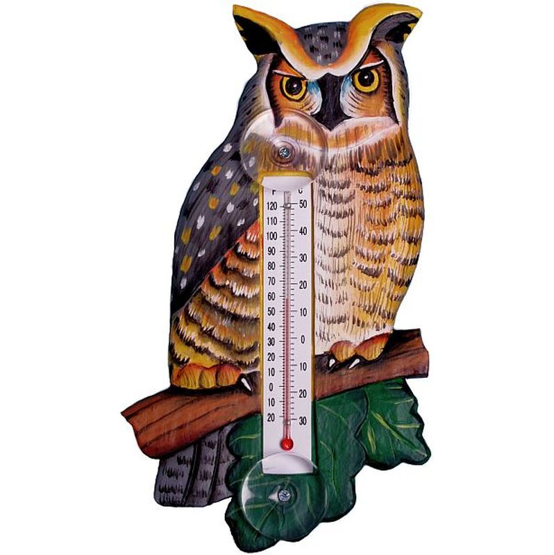 Window Thermometer Great Horned Owl Small