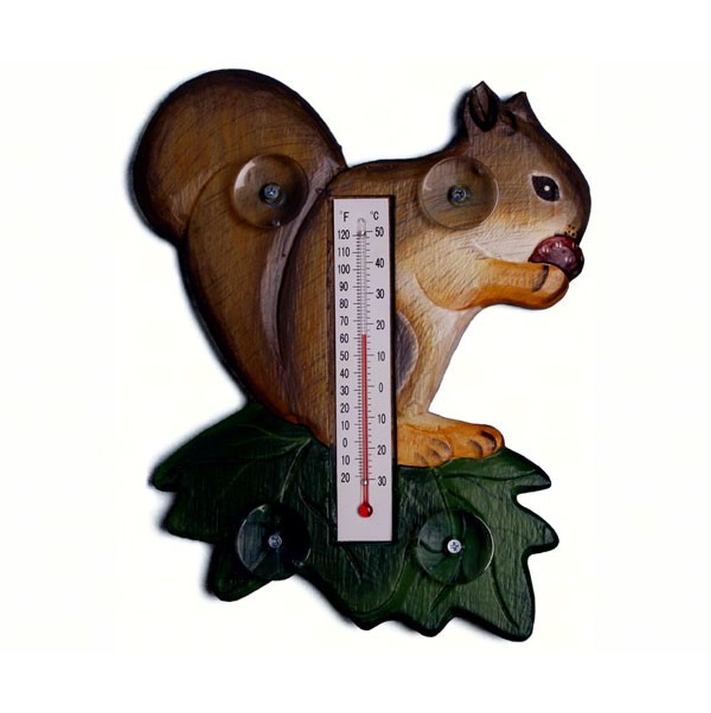 Window Thermometer Squirrel/Leaf Small