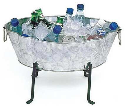 Achla Embossed Galvanized Finished Tub with Stand