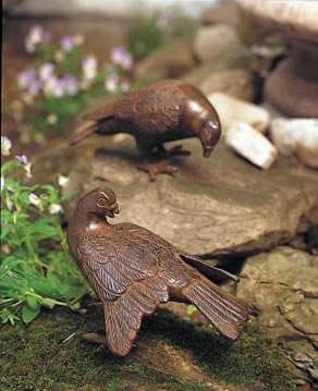Bronzed Doves Sculptures Set of 2