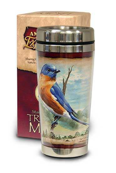 Eastern Bluebird Steel Travel Mug 16 oz. Set of 2