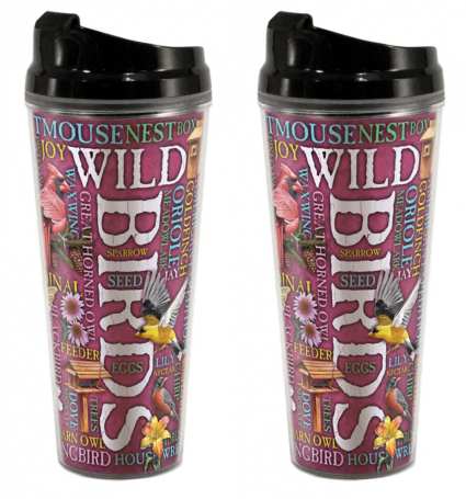 Word Design Tall Tumbler 24 oz. Wild Birds 2/PAK