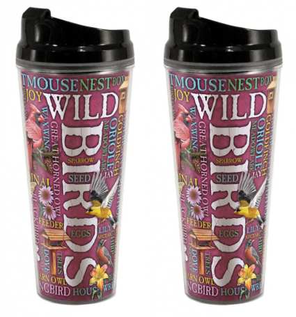 Word Design Tall Tumbler 24 oz. Wild Birds 2/PAK