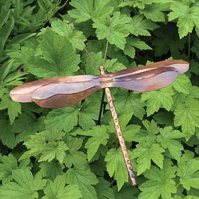 Flamed Copper Dragonfly Garden Stake