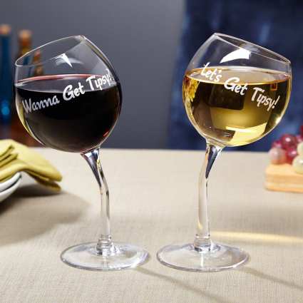 Tipsy Wine Glass Set of 2, Tipsy Wine Glasses For Wine Lovers at Songbird  Garden