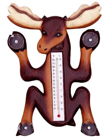 Window Thermometer Climbing Moose Large