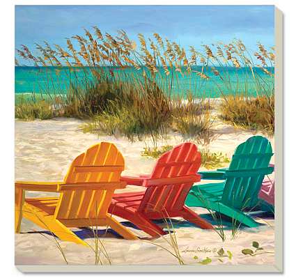 Stoneware Coaster Set of 4 Beach Chairs